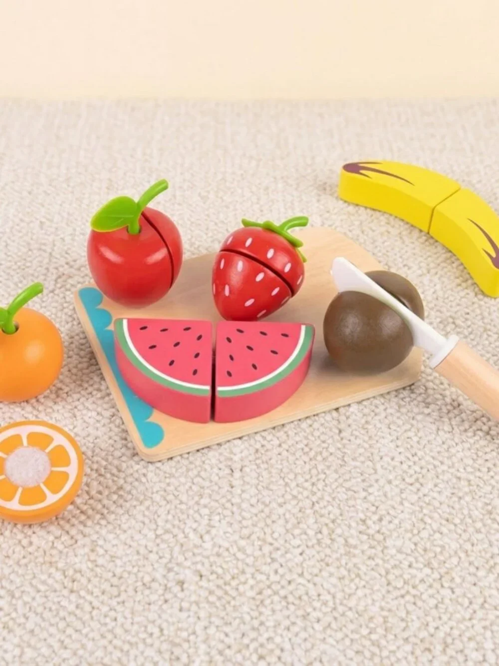 NEW Montessori Wooden Cutting Fruit Set Pretend Play Kitchen Toy Kids Gift